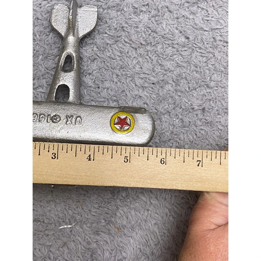 Cast Iron Airplane Toy Silver Biplane‎